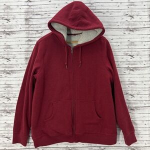 LL Bean Full Zip Hoodie Women's XL Red Sherpa Lined 513919 Sweatshirt Outdoor